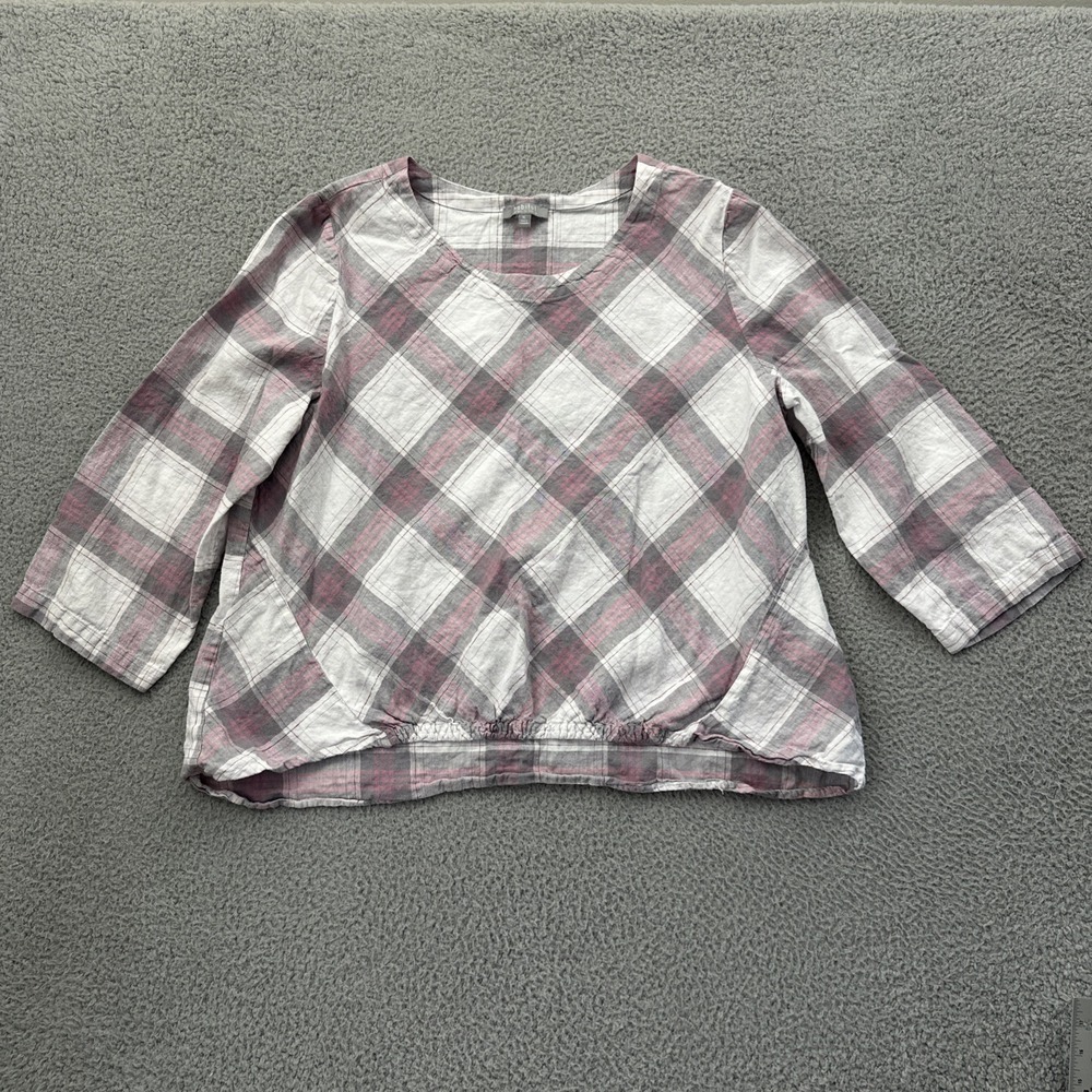 Habitat Clothes To Live In Top Tunic Top Plaid Lagenlook Boho Women's XL
